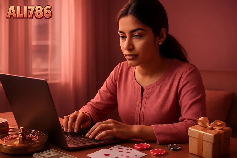 ALI786 login โ a young Pakistani woman typing on her laptop keyboard at a small desk near a window with soft evening ALI786 login โ a young Pakistani woman typing on her laptop keyboard at a small desk near a window with soft evening